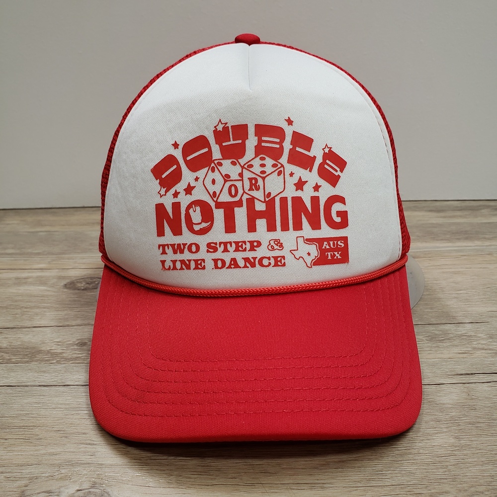 Double Or Nothing Hat Cap Snapback Mens One Size Red Trucker Western Valucap